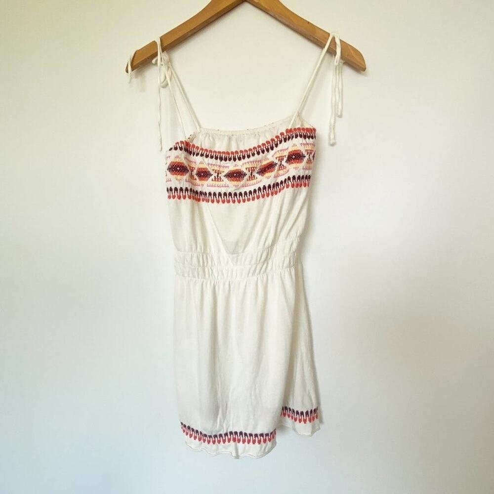 Sweetees Vintage Y2K White Boho Aztec Embroidered Knit Cami Tank Top Womens S